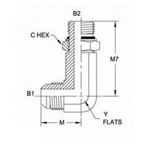 美制JIC螺紋37°加長直角接頭6801LL系列結(jié)構(gòu)圖